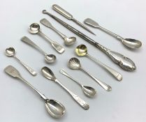 Victorian silver fiddle pattern long handled mustard spoon Exeter 1854,