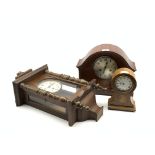 Early 20th Century mahogany cased mantel clock with chequered inlay, eight day twin fusee movement,