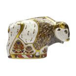 Royal Crown Derby limited edition paperweight 'North American Bison' boxed and with gold stopper,