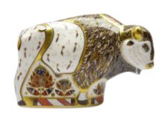 Royal Crown Derby limited edition paperweight 'North American Bison' boxed and with gold stopper,