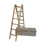 19th century stained pine six rung step ladder,