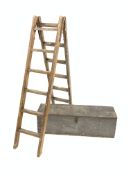 19th century stained pine six rung step ladder,