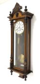 19th century mahogany cased Vienna style wall clock, turned finials,