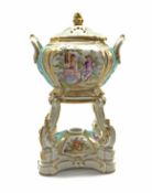 Berlin two handled parfumiere with pierced oval cover,