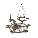 Wrought metal four branch ceiling light candle holder H70cm,