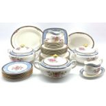 Royal Doulton 'Centennial Rose' pattern dinnerware including three vegetable dishes and covers,