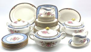 Royal Doulton 'Centennial Rose' pattern dinnerware including three vegetable dishes and covers,