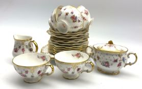 Royal Crown Derby 'Royal Antoinette' pattern tea service comprising 6 cups and saucers, 6 plates,