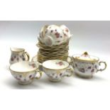 Royal Crown Derby 'Royal Antoinette' pattern tea service comprising 6 cups and saucers, 6 plates,