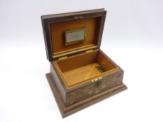 Early 19th Century rosewood and brass inlaid humidor with cigar cutter (W39cm)