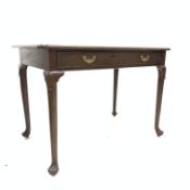 Georgian mahogany side table, rectangular moulded top above single frieze drawer,