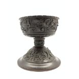 Neo-Classical bronze urn shape stand with scroll decoration, H20cm,