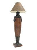 Large ceramic classical style standard lamp in the form of vase, with reeded neck,