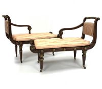 Pair of small 20th century Regency design simulated rosewood chaise lounges,