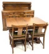 Early 20th century carved oak dining room suite,