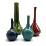 Late Victorian Burmantofts bottle shape vase in shades of green, impressed marks H29cm,