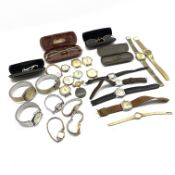 Four pairs of vintage cased spectacles and a number of ladies and gentleman's wrist watches by