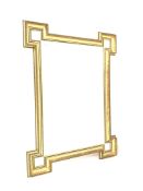 20th century geometric gilt framed wall hanging mirror with bevelled plate,