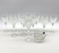 Six Stuart crystal Claret glasses, six matching Hock glasses and a Stuart crystal bowl,