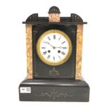 Victorian slate mantle clock with applied marble detail,