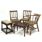 Near pair 19th century elm country chairs, with panelled seat raised on square tapering supports,