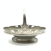Liberty 'English Pewter' oval basket designed by Archibald Knox with pierced border,