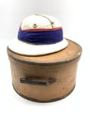 Polo helmet by Herbert Johnson of London and a hat box Condition Report & Further Details