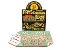 Reproduction 'Confectionery Kiosk' sign and a similar 'Ace in the Hole' 'Gaming Room' sign
