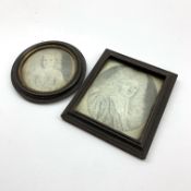 18th Century miniature oval head and shoulders pencil portrait of a gentleman in full bottomed wig
