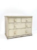 19th century painted pine chest,