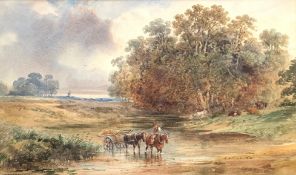 Alfred Vickers Snr (British 1786-1868): Crossing the Stream, watercolour,