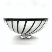Gillies Jones Rosedale glass bowl in the 'Meridian Series XX' pattern cut and overlaid in black and