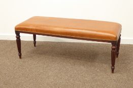 20th century mahogany country house style stool, leather upholstered seat,
