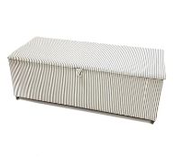 20th century pitch pine chaise Ottoman storage bench, upholstered in blue and white stripped fabric,