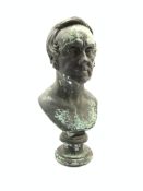 Patinated metal bust of a gentleman on socle base H51cm Condition Report & Further