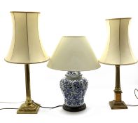 Laura Ashley brass Corinthian column table lamp on stepped square base with shade H41cm excluding