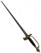 Georgian 1796 pattern Infantry officers sword with gilt copper hilt and straight steel blade.