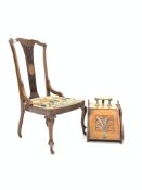 Edwardian inlaid mahogany salon chair, with upholstered seat panel,