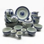 Royal Copenhagen Tranquebar Fajance pattern tea and dinner ware in blue and white,