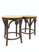 Pair early 20th century bentwood cane top stools,