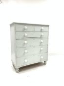 Victorian white painted pine chest, with two short and four long graduating drawers,