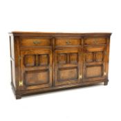 Georgian style oak sideboard dresser base, moulded top,