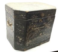 Chinese 19th Century lac burgaute box with hinged lid and floral decoration 49cm x 35cm x 40cm