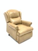 Sherbourne electric rise and reclining armchair, upholstered in beige leather,