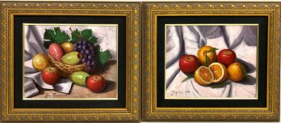 Giuseppe Cacciapuoti (Italian 1961-): 'Mediterranean Fruits', two oils on canvas signed,