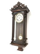 Late 19th/Early 20th century simulated rosewood and mahogany Vienna style wall clock,