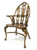 20th century 'Strawberry hill' elm and ash Windsor chair,