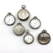 Five Continental fob watches in silver cases and a single silver case Condition Report &