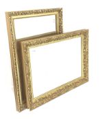 Near pair 20th century gilt framed wall mirrors, with floral design, moulded beaded edge,