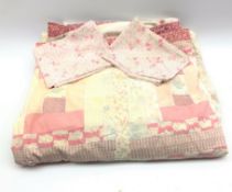 Double size patchwork quilt cover and two matching pillow cases 214cm x 217cm Condition